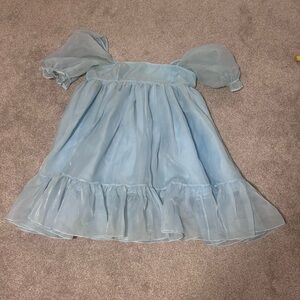 Selkie Blue Babydoll Puff Sleeve Dress